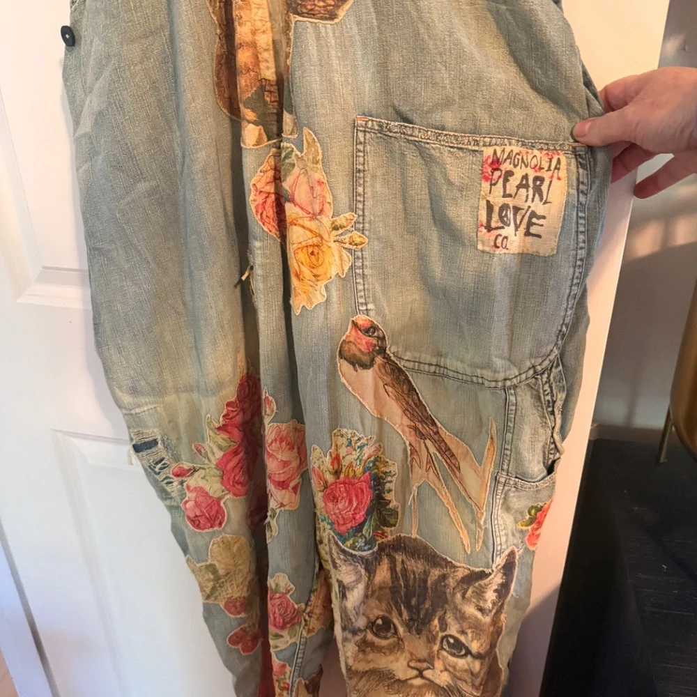 Magnolia Pearl "Floral Kitty" Overalls - Brand New! - Picture 6 of 15